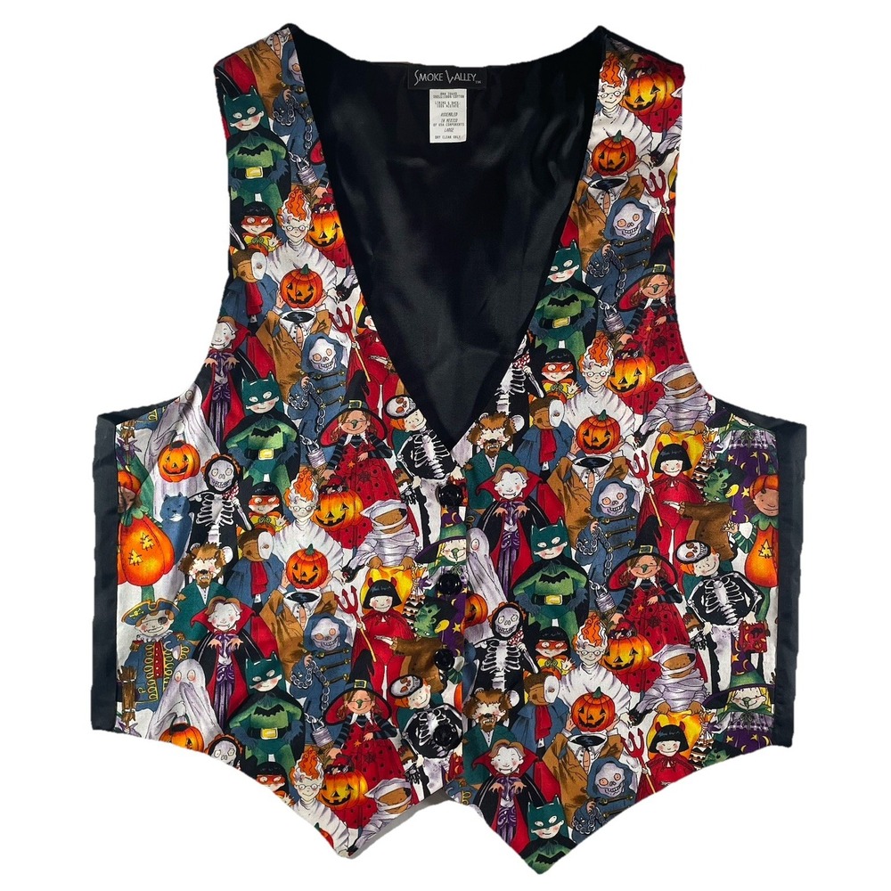 Vtg Smoke Valley Halloween Gnome Vest Size Large Spooky Trick or‎ Treat Pattern